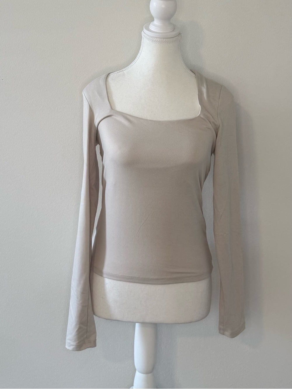 H&M Fitted Long Sleeve Square Neck Top